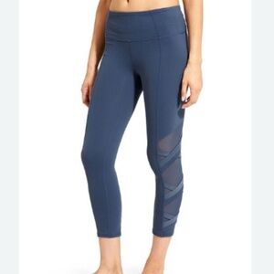 Athleta Blue High Rise Mesh Chaturanga Capri Athletic Leggings